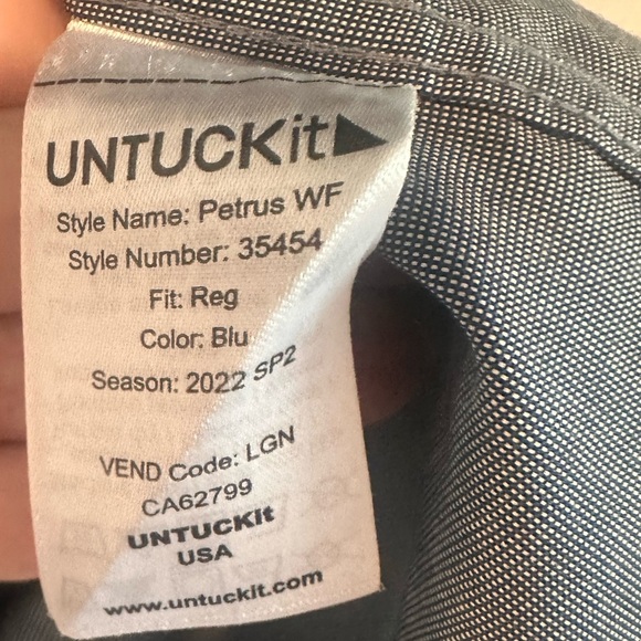 Untuckit Petrus Wrinkle Free Button Down Short Sleeve in Blue Sz 2XL - Picture 6 of 7